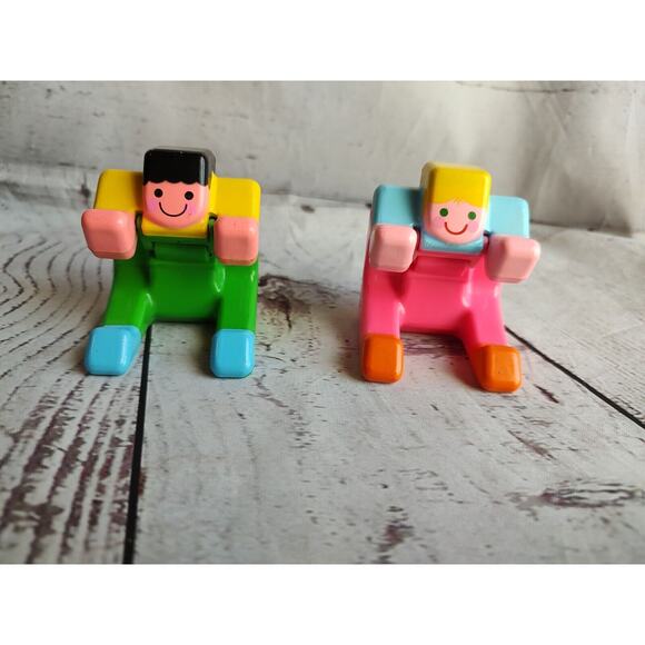 Lot 2 Vintage Mattel 1985 Double Dooz folding transforming block DoubleDooz 80s - Picture 1 of 10